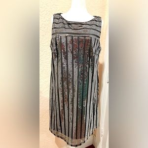 Black and white midi sequin dress